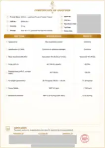 GHK-Cu 50 mg batch COA: first page, low-resolution preview