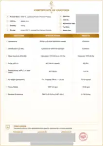 Acetyl Octapeptide-3 100 mg batch COA: first page, low-resolution preview