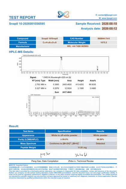 SNAP-8 analytical report NP810-20260810S6595 first-page preview