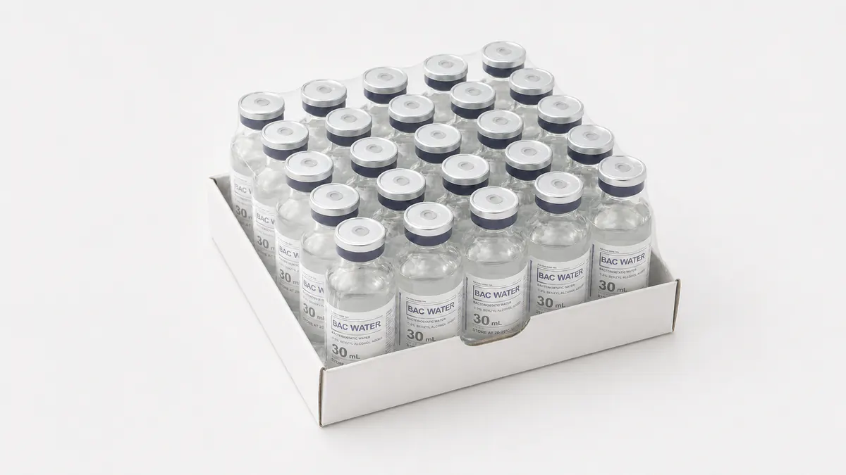 Released laboratory vials representing Pepoderma BAC Water, now available in a new 30 ml presentation.